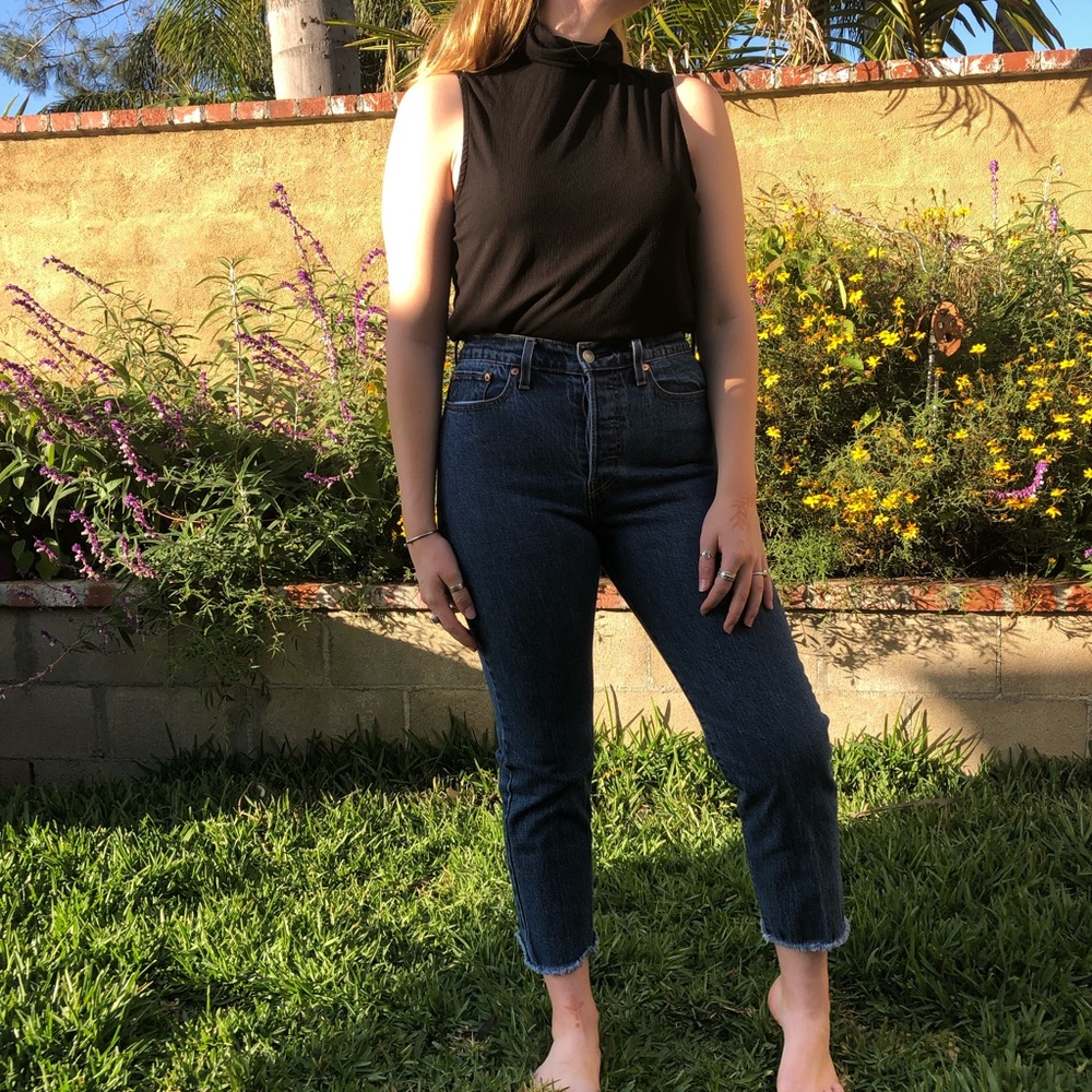 Black turtle neck tank top